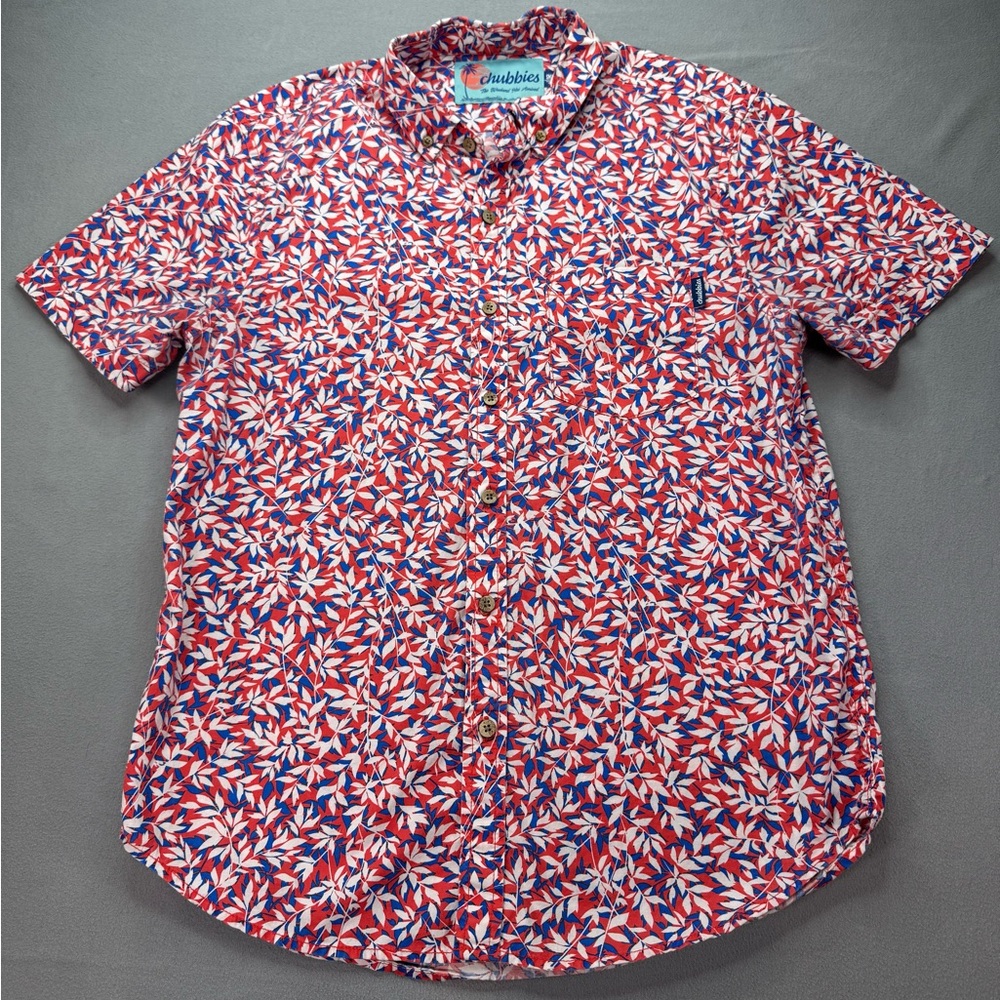 Mens Chubbies Weekend Red Tropical Short Sleeve Button Down Size Small Preowned